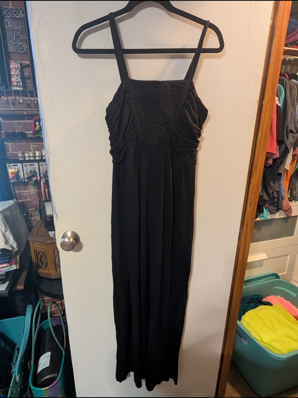 Apostrophe Black Sleeveless Maxi Dress with Ruched Bodice (C112)